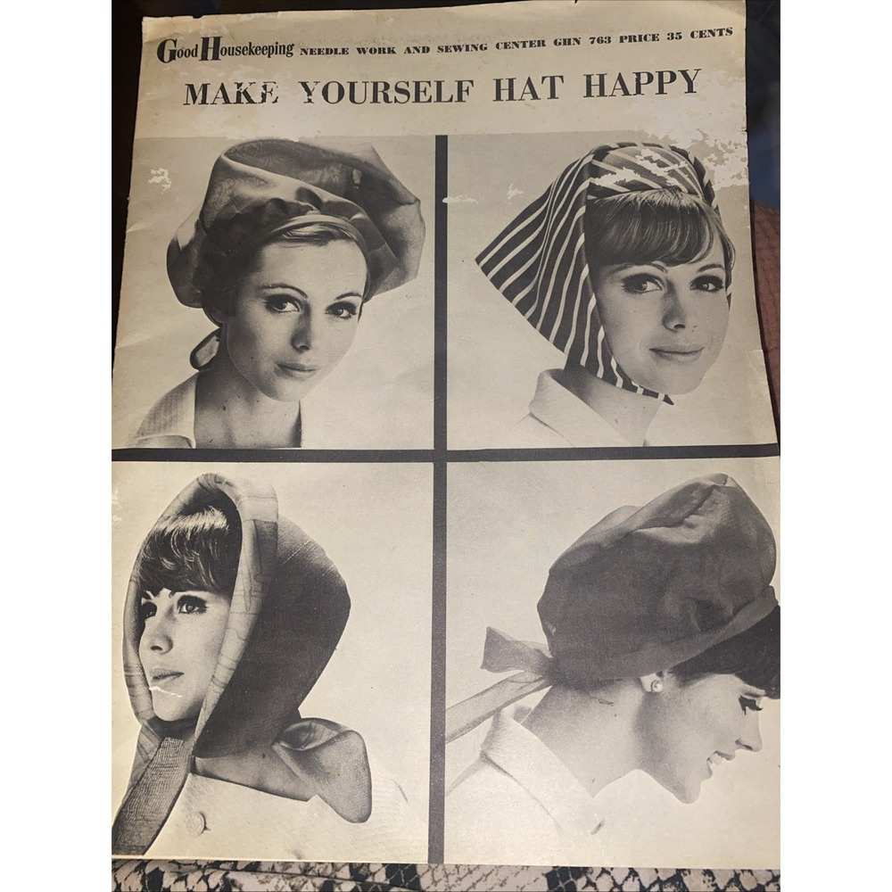 Vintage Good Housekeeping Make Yourself Hat Happy Magazine Pattern GHN 763 Uncut